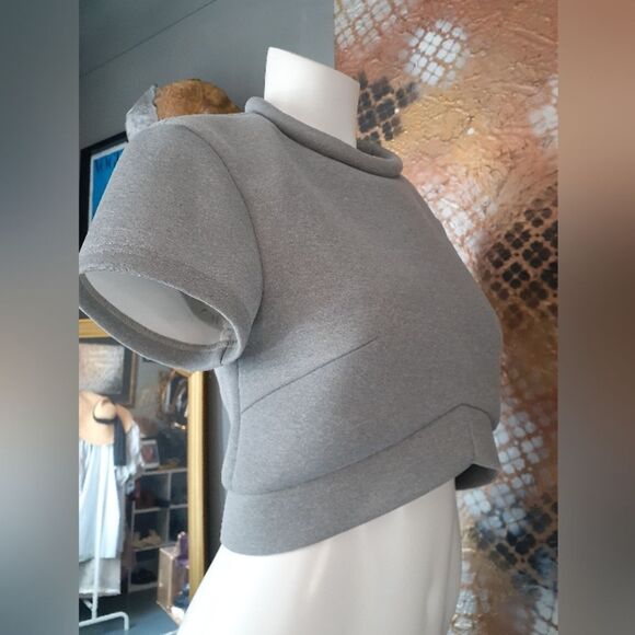 Minty Meets Munt Gray Women's Cropped Top - Picture 3 of 12